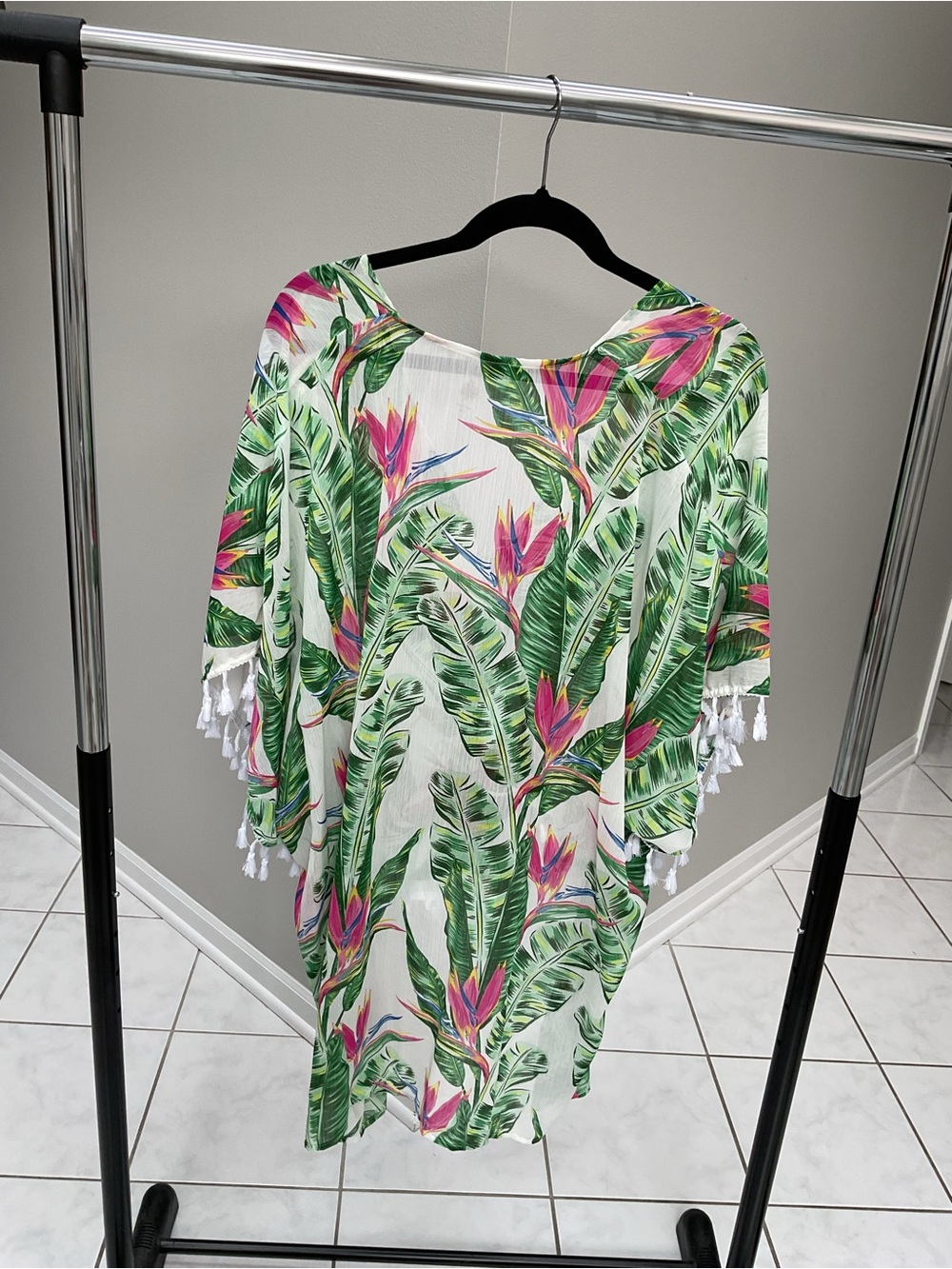 TiniBikini Green Leaf & Pink Floral Beach Coverup Tunic